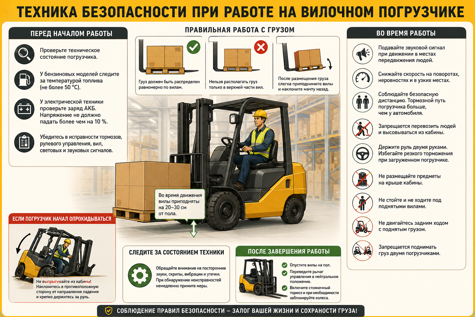 Правила работы на вилочном погрузчике