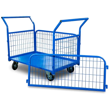 Тележка платформенная TOR ТП-3С (700х1200) с бортами из сетки и двумя ручками (колеса 160 мм)