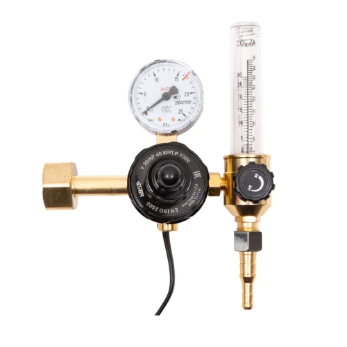 Регулятор для углекислого газа и аргона У 30/АР 40 КРП Р 36V с ротаметром и встроенным подогревателем, Gasbar