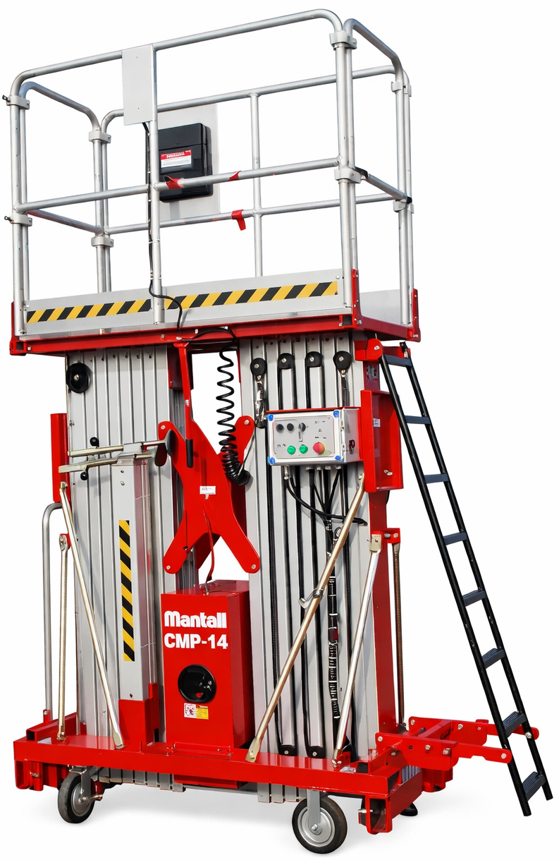 Подъемник мачтовый телескопический, передвижной, 200кг, 14м, Mantall CMP14-S